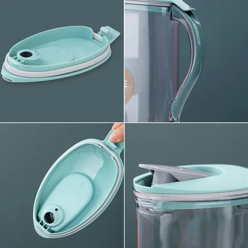 Vista 7 de Berglander Jarra de agua para puerta de refrigerador con tapa, perfecta para hacer té, jugo y bebidas frías, jarra de agua de 71 onzas hecha de PET