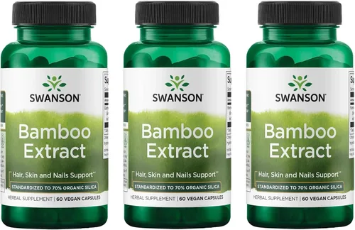 Vista 9 de Swanson Extracto de bambú para cabello y uñas Suplemento de sílice apoya colágeno 300 mg 60 cápsulas vegetales