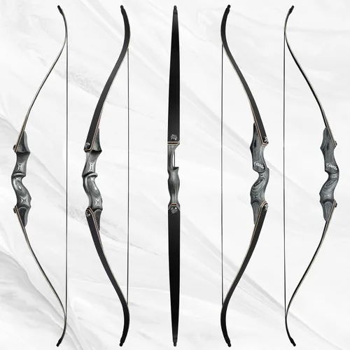 Vista 7 de Obert Arco Original de Cazar Negro Desmontable Recurvo de 60 Pulgadas con Miembros de Núcleo de Bambú para Tiro con Arco de Caza y Práctica