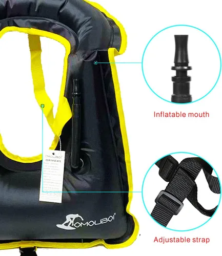 Vista 3 de Chaleco de esnórquel para adultos, chaleco de natación inflable para mujeres/hombres, chalecos de natación para kayak, remo, pesca, surf, esnórquel