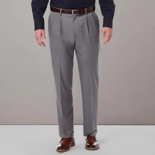 Vista 5 de Haggar Pantalones para Hombre de Comodidad Premium con Ajuste Clásico y Pliegues Frontales en Tallas Regulares y Grandes y Altas