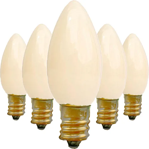 Vista 2 de Luces de cadena para interiores y exteriores, C7 E12, bombillas de repuesto de cerámica para Navidad, color blanco opaco sólido