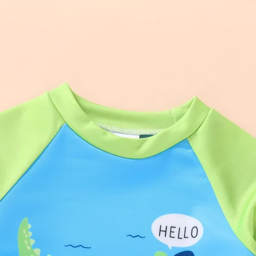 Vista 3 de Happy Town Trajes de baño para niños pequeños, conjuntos de camiseta de natación de manga larga, trajes de baño, trajes de baño de verano