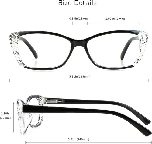 Vista 3 de VisionGlobal 5 Pairs Reading Glasses with Spring Hinge, Blue Light Blocking Glasses for Women/Men