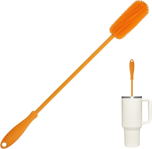 Vista 13 de Cepillo de silicona para botellas con mango largo, limpiador de botellas de agua para biberones, Hydro Flask, botellas deportivas, jarrones