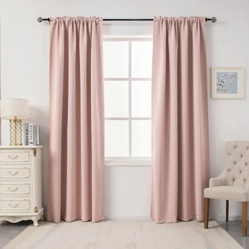 Vista 11 de DUALIFE Cortinas opacas de 45 pulgadas de largo, 2 paneles para ventanas pequeñas de dormitorio, aislamiento térmico, bolsillo para barra, cortinas
