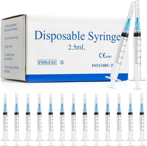 Vista 9 de Paquete de 100 jeringas de 1ml con aguja - 25G 1 pulgada Jeringa desechable de 1cc para uso en laboratorio científico, estéril envuelta
