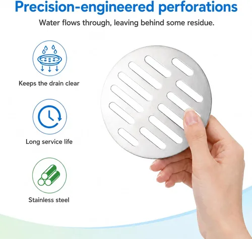 Vista 2 de 3.9 Inch Shower Drain Cover Round Showers Drains Strainer Grid