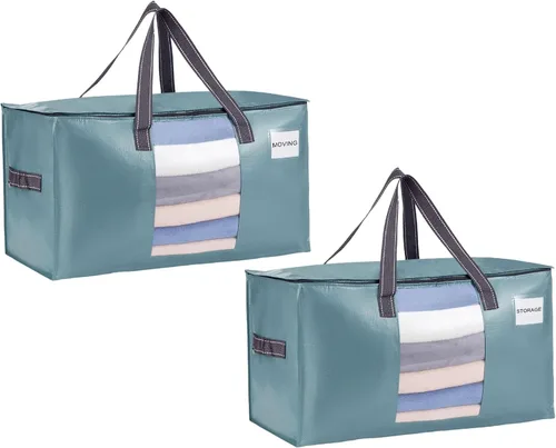 Vista 36 de VENO Paquete de 4 bolsas de mudanza resistentes, bolsas de almacenamiento de ropa y edredón con ventana transparente, suministros de embalaje
