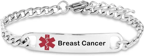 Vista 3 de Pulseras de identificación de alerta médica para hombres y mujeres, cadena de acero inoxidable SOS, identificación de emergencia, ICE Health
