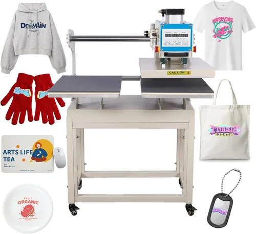 Vista 11 de Máquina manual de prensa térmica de 15 x 15 pulgadas, con base deslizante, rosa para camisetas prendas de vestir bolsa textil cortina mousepad