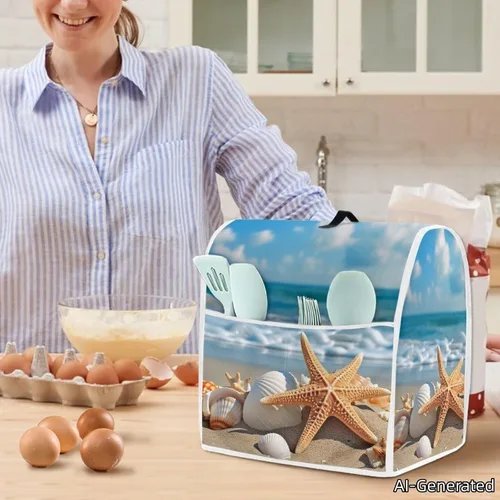 Vista 3 de Fundas de ayuda de cocina para batidora de pie de 4.5 a 5 cuartos de galón, lavables para electrodomésticos de cocina, fundas de tela para proteger