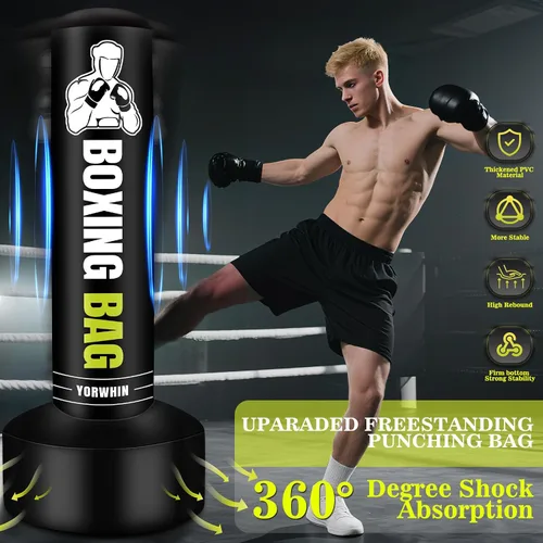 Vista 2 de Freestanding Punching Bag for Adults Teens, 70'' Heavy Boxing Bag with Stand with Gloves, Pump and Jump Rope, Women Men Standing Kickboxing Bag for