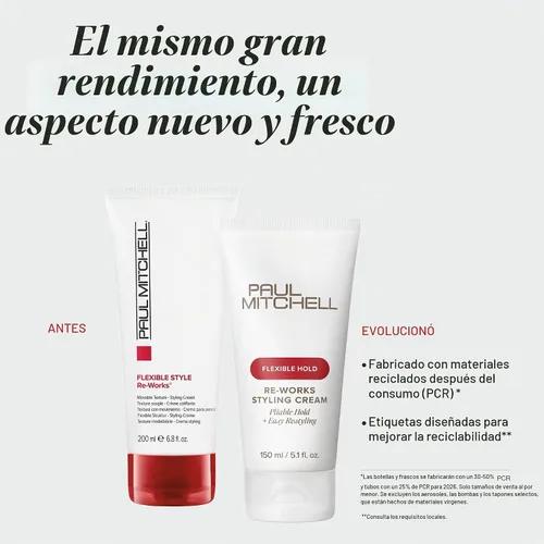 Vista 2 de Paul Mitchell Re-Works Crema de peinado, flexible, fijación flexible + fácil de peinar, para todo tipo de cabello