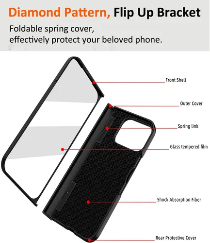 Vista 8 de NINKI Funda plegable para Google Pixel 10 Pro con soporte plegable y cubierta de bisagra, protector de pantalla integrado con soporte oculto