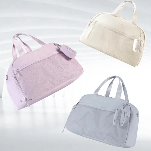 Vista 9 de Bolsa de gimnasio para mujer, bolsa deportiva para hombres con compartimento para zapatos, bolsas de viaje con bolsillo húmedo, escuela, yoga