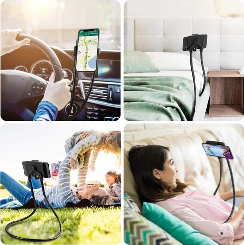 Vista 6 de b-land teléfono celular titular con selfie – Anillo de luz para Live Stream, flexible teléfono celular clip soporte Lazy Bracket Luz LED Lámpara