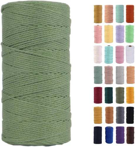 Vista 59 de Cuerda de macramé azul aire de 0.079 in x 220 yardas, cuerda de algodón colorido de algodón suave para colgar en la pared, colgadores de plantas