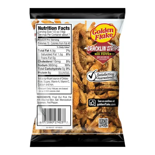 Vista 4 de Golden Flake Tiras de cerdo Cracklin Pimiento rojo