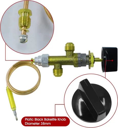 Vista 5 de MENSI Kit de válvula de control de seguridad de baja presión para chimenea de gas propano GLP, fogata, falla de llama, con ajuste