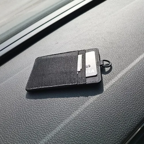 Vista 6 de TOOLIN Cartera elástica para tarjetas, cartera delgada vertical para tarjetas de crédito, cartera minimalista con bolsillo frontal para mujeres