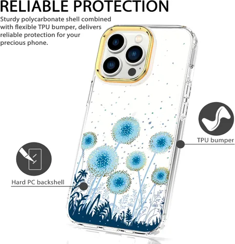 Vista 4 de BAISRKE Funda transparente con diseño para iPhone 15 Pro Max de 6.7 pulgadas, con 2 protectores de pantalla + 1 paquete de protector de lente