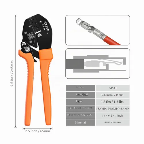 Vista 2 de IWISS, herramienta pinza pelacables para conectores de cable Anderson de 15, 30 y 45 amp con 10 pares de conectores de poste de electricidad de 30