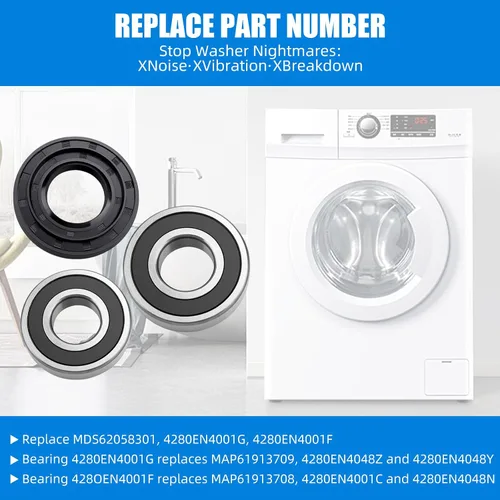 Vista 4 de Kit de rodamientos de carga frontal para bañera de lavadora Compatible con algunos rodamientos y sellos de tina de lavadora LG y Kenmore Reemplaza