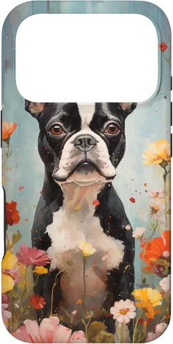 Vista 30 de Boston Terrier in Flower Garden Dog Art Lovers Design Case for iPhone 17