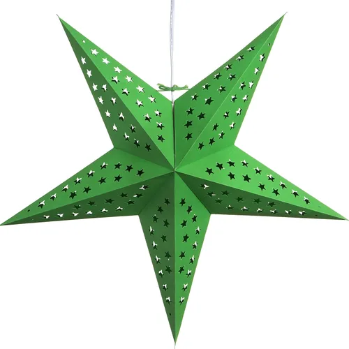 Vista 11 de Linterna de papel en forma de estrella azul verdoso del Caribe con cable de alimentación de 12 pies incluido