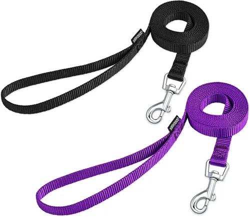 Vista 75 de AMAGOOD 6 pies de correas para cachorros/perros, correa de estilo tradicional resistente con gancho de cuello fácil de usar, correa para perros Negro
