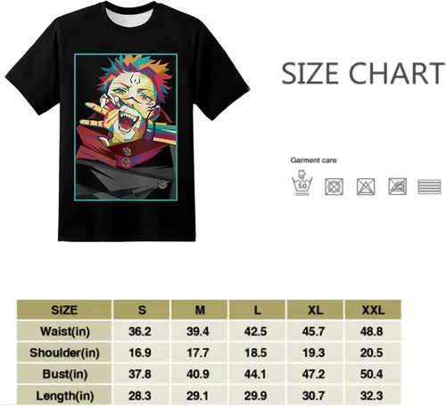 Vista 3 de Camiseta unisex de anime para hombre, camiseta suelta con impresión 3D, talla 2-M, 2