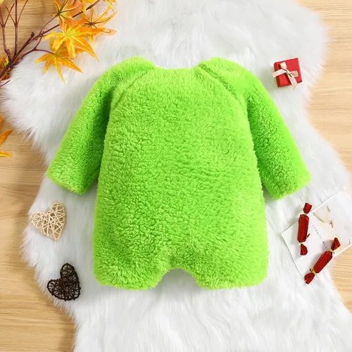 Vista 7 de Disfraz de Navidad para bebé, niño y niña, enterizo de Navidad, enterizo de monstruo verde, para cosplay, ropa de Navidad, color verde, de 12 a 18