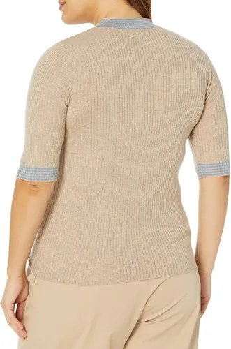 Vista 2 de The Drop Winona Suéter acanalado con cuello alto a rayas para mujer