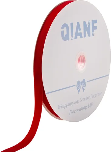 Vista 6 de QIANF Cinta de terciopelo, carrete de 1 1/2 pulgadas por 25 yardas (rojo)