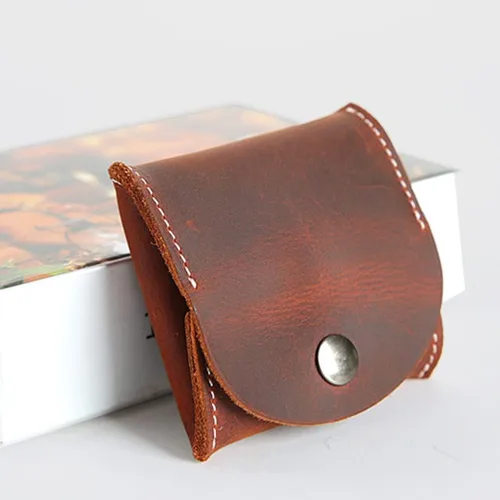 Vista 2 de Generic Bolsa vintage para monedas bolsa de cuero duradera y compacta, mini billetera de bolsillo, cierre a presión, bolsa de cambio de cuero