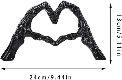 Vista 3 de RCFINE Estatuas de escritorio con forma de corazón, escultura de gesto de dedo, decoración de esqueleto, decoración de mano, corazón, estatuas