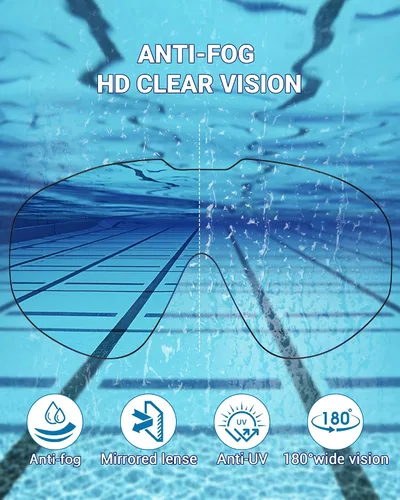 Vista 3 de Freela 2 Pack Swim Goggles for Adult Men Women,180°Wide Vision Anti-fog UV Protection No Leak Clear Swimming Goggles