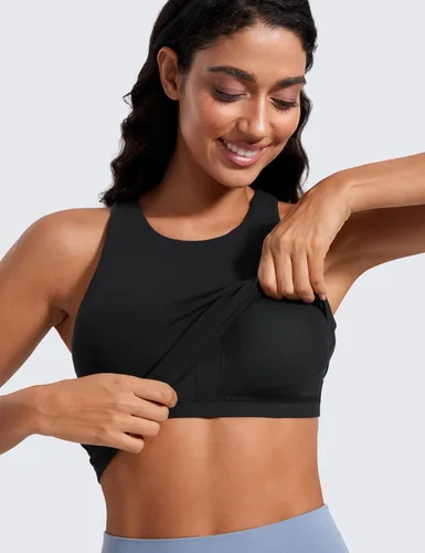 Vista 5 de CRZ YOGA Butterluxe - Camiseta sin mangas de cuello alto con espalda cruzada para mujer, con brasier integrado, para entrenamiento, yoga, atlética