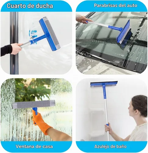 Vista 5 de Herramienta de limpieza de ventanas para el hogar con poste de extensión de 20 a 30 pulgadas, escobilla para limpieza del parabrisas del automóvil