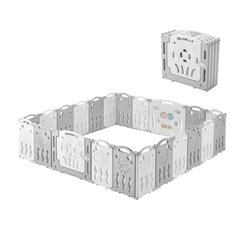 Vista 14 de Albott Centro de juegos de seguridad para niños, 22 paneles, corralito para bebés, centro de actividades para interiores o exteriores, patio de Azul
