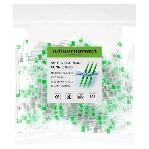 Vista 18 de haisstronica 50 conectores de alambre con sello de soldadura, impermeables, termorretráctiles, terminales para embarcaciones, electricidad