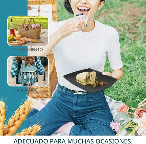 Vista 7 de Teivio - Juego de platos y cuencos de 88 piezas para 8, juego de vajilla de Negro
