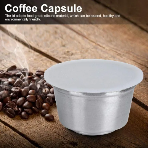 Vista 5 de Cápsula de repuesto Filtro de café recargable Cápsula de café reutilizable hecha de acero inoxidable reutilizable para máquina de café (blanco)
