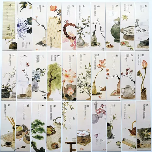 Vista 6 de Marcas de libro de pintura de grúa de la cultura china de la grúa de la cultura china fijadas para el regalo de los amantes del libro