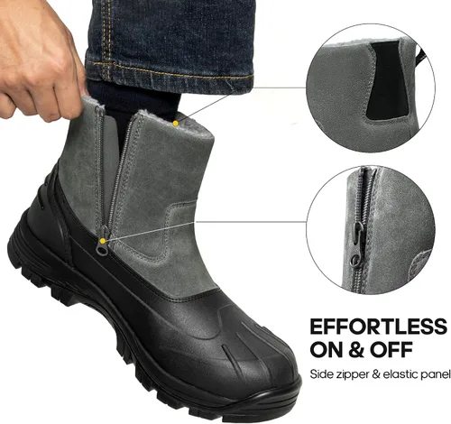 Vista 2 de NORTIV 8 Botas de nieve de invierno para hombre, impermeables, aisladas, sin cordones