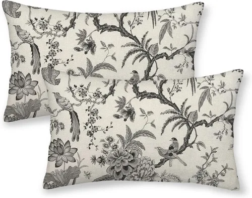 Vista 31 de CXMEIFLY Juego de 2 fundas de almohada de hojas florales de primavera de 16 x 16 pulgadas, para decoración de flores chinoiserie, almohadas