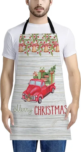 Vista 147 de Dreaweet Delantal de cocina unisex con cuello ajustable de Navidad