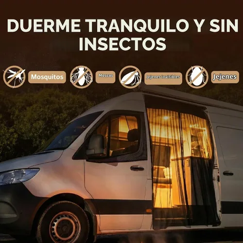 Vista 7 de Living in a Bubble Van Bug - Pantalla para techo estándar Mercedes Sprinter y Ford Transit y High Roof RAM Promaster, mosquitero de puerta lateral