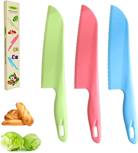 Vista 12 de jawbush Cuchillo de lechuga profesional para evitar que se torne marrón, cuchillo dentado de plástico de 11 pulgadas para verduras, frutas, pan